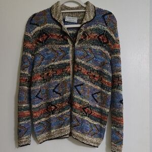 Blue and Brown Cardigan Knit Button Down Sweater